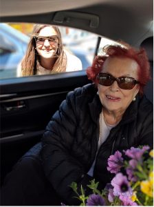 candid mom and daughter